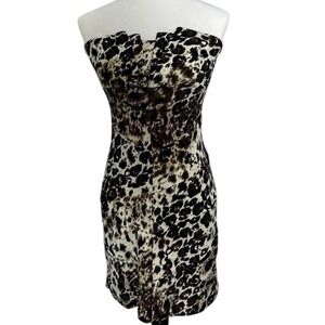 Wishes Strapless Leopard Animal Print Bodycon Mini Party Dress Size‎ M